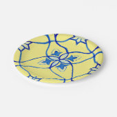 Geel & Blauw Mediterraans Ronde Papieren Bordje (Gekanteld)