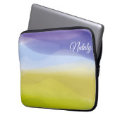 Geel blauw minimalist met naam Electronics Bag Laptop Sleeve (Voorkant Links)