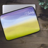 Geel blauw minimalist met naam Electronics Bag Laptop Sleeve