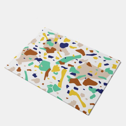 Geel Blauw Modern Abstract Geometrisch Deurmat (Schuin)