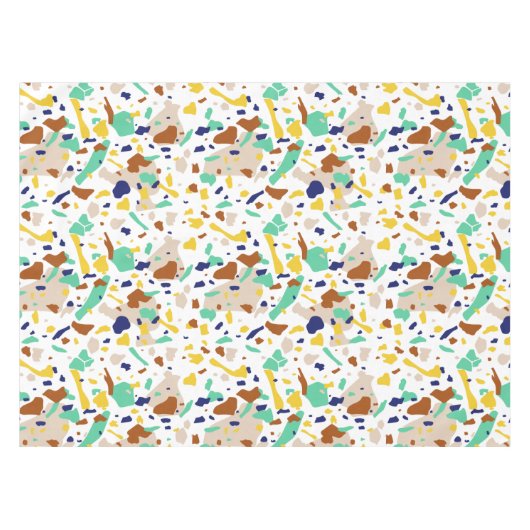 Geel Blauw Modern Abstract Geometrisch Tafelkleed (Voorkant (Horizontaal))