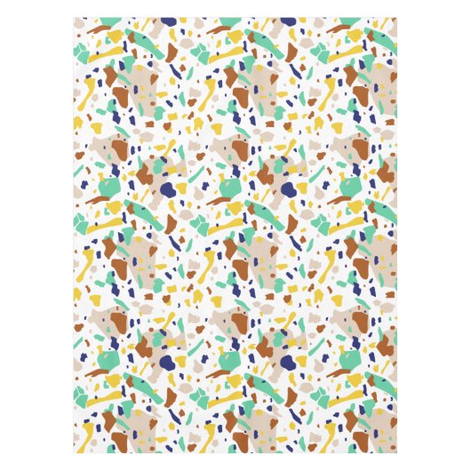 Geel Blauw Modern Abstract Geometrisch Tafelkleed (Voorkant)