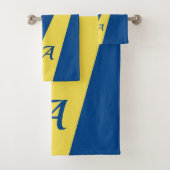 Geel blauw, modern elegant vet, monogrammen bad handdoek (Insitu)
