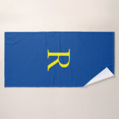 Geel blauw Monogram Initiaal Kleurig, helder Badhanddoek (Badhanddoek)