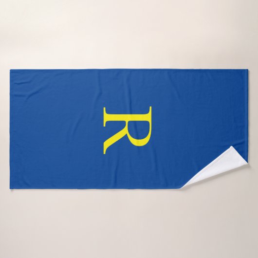 Geel blauw Monogram Initiaal Kleurig, helder Badhanddoek (Badhanddoek)