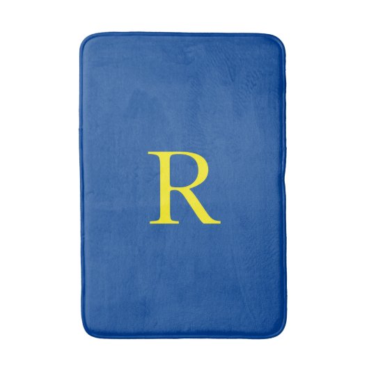 Geel blauw Monogram Initiaal Kleurig, helder Badmat (Voorkant Verticaal)