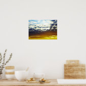 Geel blauw Moody Sunset met wolken Poster (Keuken)
