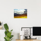 Geel blauw Moody Sunset met wolken Poster (Thuiskantoor)