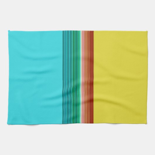 Geel blauw Multicolor Striped Patroon Theedoek (Horizontaal)
