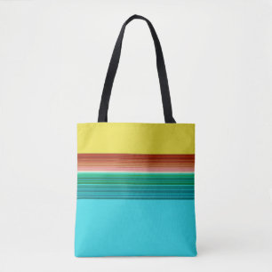 Geel blauw Multicolor Striped Patroon Tote Bag