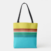 Geel blauw Multicolor Striped Patroon Tote Bag (Achterkant)