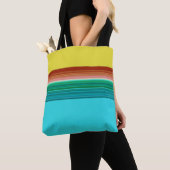 Geel blauw Multicolor Striped Patroon Tote Bag (Dichtbij)