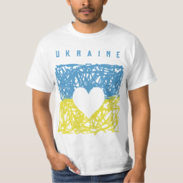 Geel blauw Oekraïens vlaggenhart T-shirt