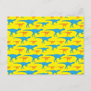 Geel Blauw Oranje Dinosaur Design Patroongeschenke Briefkaart