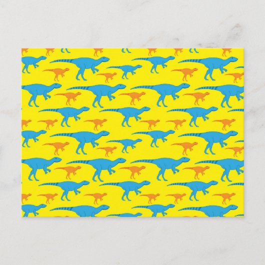 Geel Blauw Oranje Dinosaur Design Patroongeschenke Briefkaart (Voorkant)