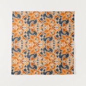 Geel blauw Ornament Naadloze achtergrondpatternab Wandkleed (Voorkant (horizontaal))