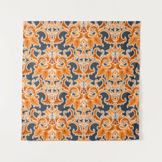 Geel blauw Ornament Naadloze achtergrondpatternab Wandkleed (Voorkant)