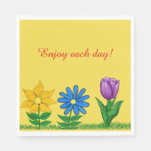 Geel Blauw Paars Bloemen Gele Servetten (Voorkant)