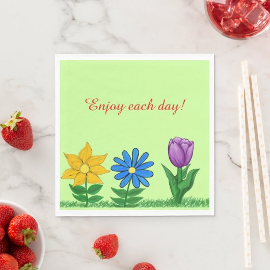 Geel Blauw Paarse Bloemen Papier Servetten (Insitu)