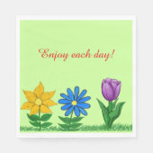 Geel Blauw Paarse Bloemen Papier Servetten (Voorkant)