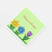 Geel Blauw Paarse Bloemen Papier Servetten (Hoek)