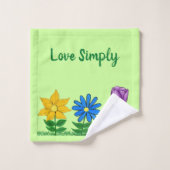 geel blauw Paarse bloemenbadhanddoek set Bad Handdoek (Wasdoekje)