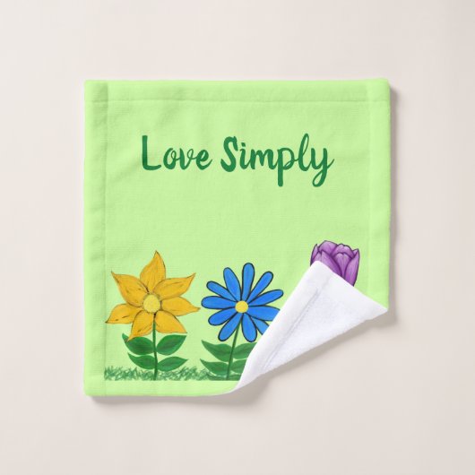 geel blauw Paarse bloemenbadhanddoek set Bad Handdoek (Wasdoekje)