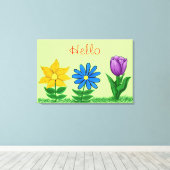 Geel Blauw Paarse Floral Garden Canvas (Insitu (Houten vloer))