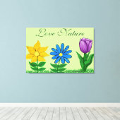 Geel Blauw Paarse Floral Garden Canvas (Insitu (Houten vloer))