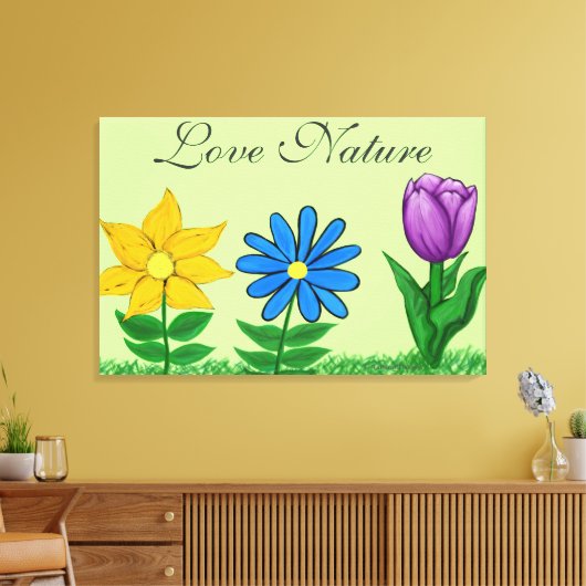 Geel Blauw Paarse Floral Garden Canvas (Insitu (Woonkamer))