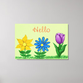 Geel Blauw Paarse Floral Garden Canvas Afdruk