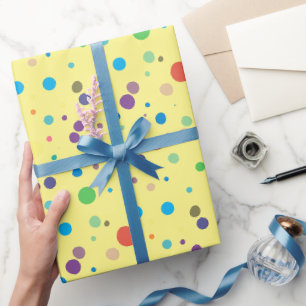 Geel Blauw Paarse Kleurrijke Stippen Abstract Cadeaupapier