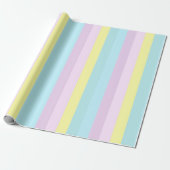 Geel Blauw Paarse Pastel Kleuren Gestreept Cadeau Cadeaupapier (Uitgerold)