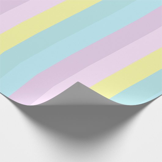 Geel Blauw Paarse Pastel Kleuren Gestreept Cadeau Cadeaupapier (Hoek)