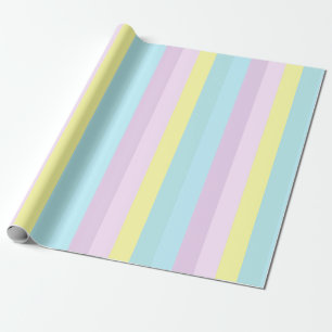 Geel Blauw Paarse Pastelkleuren Gestreepte Cadeau Cadeaupapier