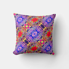 Geel Blauw Paarse Roze Paisley Diagonale Tegels Kussen