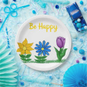 Geel Blauw Paarse Tuinbloemen Papieren Bordje (Feest)