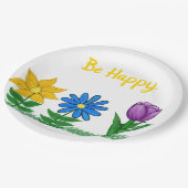 Geel Blauw Paarse Tuinbloemen Papieren Bordje (Gekanteld)