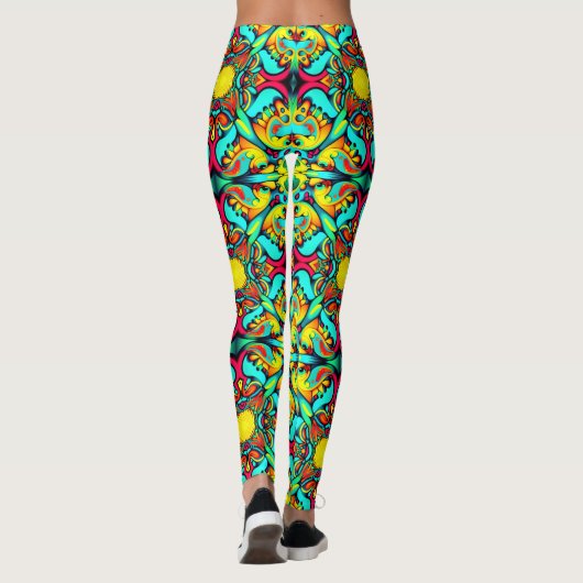 Geel Blauw Patroon Leggings (Achterkant)