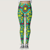 Geel Blauw Patroon Leggings (Voorkant)