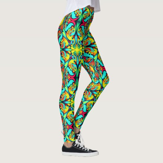 Geel Blauw Patroon Leggings (Rechts)