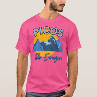 Geel Blauw Picos de Europa Pieken van Europa Berg T-shirt