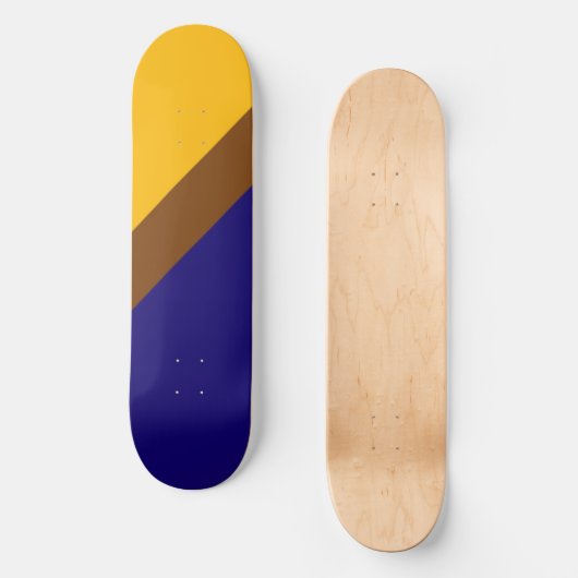 Geel Blauw Plain Kleur Block Design Persoonlijk Skateboard (Voorkant)