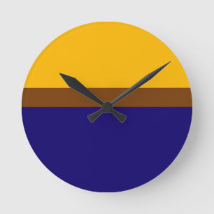 Geel Blauw Plain Kleur Block Design Ronde Klok