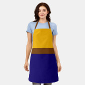 Geel Blauw Plain Kleur Block Design Schort (Gedragen)