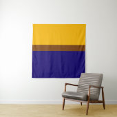 Geel Blauw Plain Kleur Block Design Wandkleed (In situ)