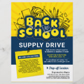Geel & Blauw Plezier Terug naar School Supply Driv Flyer (Voorkant)