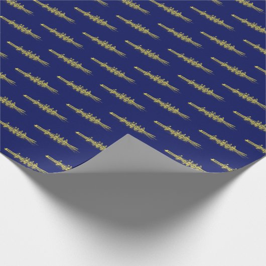 Geel Blauw Roeien Roeiers Crew Team Watersport Cadeaupapier (Hoek)