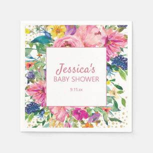Geel Blauw Roze Baby Shower Goud Glitter Wit Servet