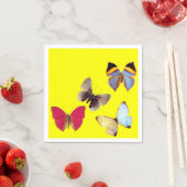 Geel blauw Roze Butterflies Paper Napkins Servet (Insitu)